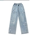thumbnail image 1 of Huanglei Girls Baggy Jeans Casual Wide Leg Denim Pants Jeans Kids Clothes Size 5 14 Years Girls Casual Pants, 1 of 6