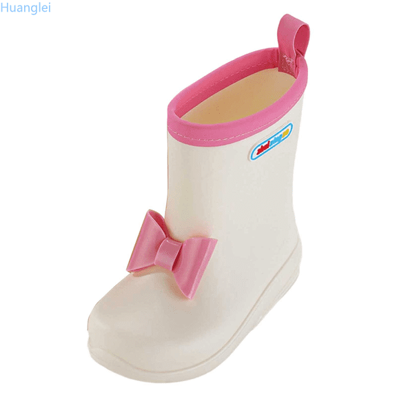 Huanglei Girls Boots Fashionable Rain Shoes For Kids With Cute Bow Children’s Rain Boots For Outdoor Play And Adventure Girls Ankle Boots 5.5-6 Years