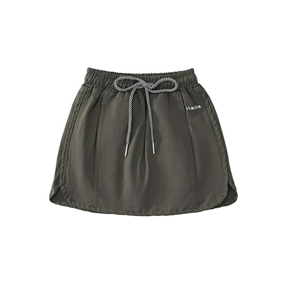 Huanglei Girls Cargo Skirts For Toddlers And Kids High Waist Elastic Waistband Split Hem Casual Summer Skirts For Daily Wear Outdoor Play And Party