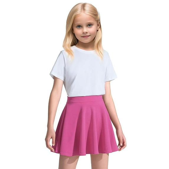Huanglei Girls Casual Mini High Waist Stretchy Flared Pleated Skater Skirts 1 16 Years