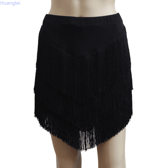 Huanglei Girls Dance Performance Skirt Solid Color Fringe V Cut Elastic Waist Semi Formal Tutu For Recital Ballet Jazz Ages 3 15 Years Tops Girl Dress 8-9 Years