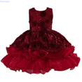 thumbnail image 1 of Huanglei Girls' Evening Dress High End Rose Sequined Puffy Dress Children's Birthday Party Dress 6 13 Years Old A Line Swing Dress 9-10 Years, 1 of 5
