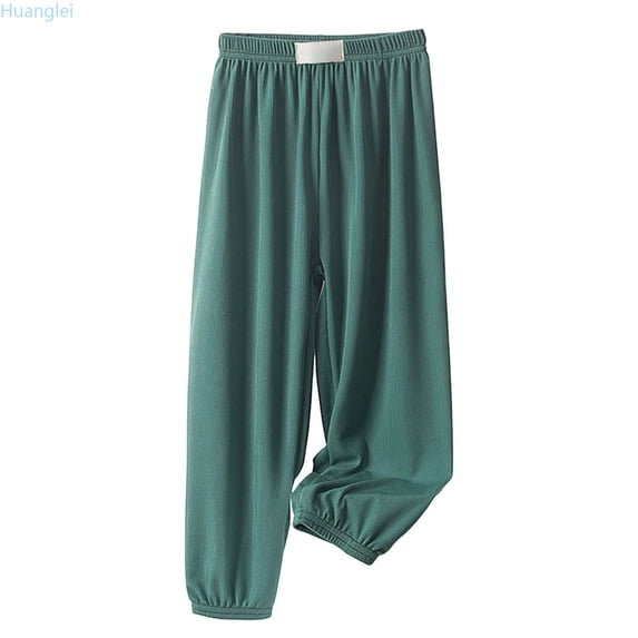 Huanglei Girls Ice Silk PantsPants Elastic High Waisted Casual Trousers For Kids Summer Flowy Stretchy Pants Kids Active Jogger Pants