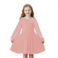 thumbnail image 1 of Huanglei Girls Lace Long Sleeve Solid Color Cute Dress For Ages 6 15, 1 of 9