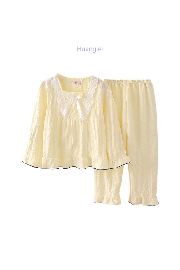 Girls Long Sleeve Pajama Soft Cloud Two Piece Outfit Cute Loungewear For Toddler Kids Girls Long Sleeve Outfits,Size 13-14 Years /Big Kids/Yellow