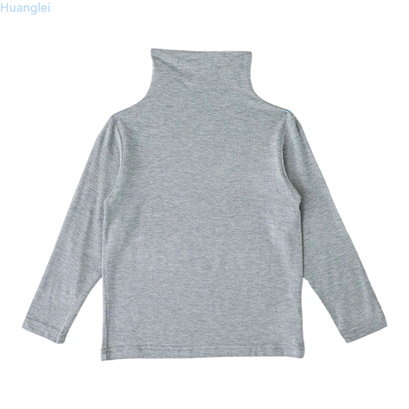 Huanglei Girls Long Sleeve Turtleneck Shirt Comfortable Kids Top Loose Fit Solid Color Basic Tee For Children Soft Casual Blouse For Girls Daily Wear Girls Short/Long Sleeve T-Shirts 3-4 Years