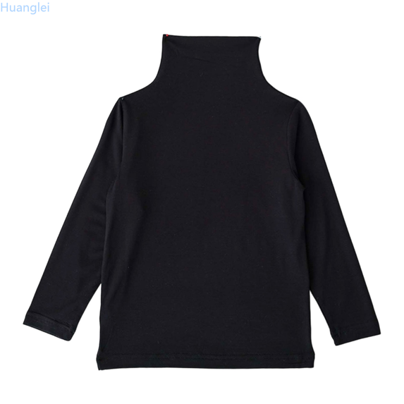 Huanglei Girls Long Sleeve Turtleneck Shirt Comfortable Kids Top Loose Fit Solid Color Basic Tee For Children Soft Casual Blouse For Girls Daily Wear Soft Cotton Tees 3-4 Years