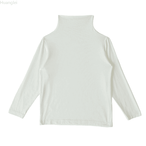 Huanglei Girls Long Sleeve Turtleneck Shirt Comfortable Kids Top Loose Fit Solid Color Basic Tee For Children Soft Casual Blouse For Girls Daily Wear Toddler T-Shirt 3-4 Years
