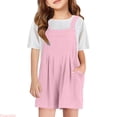 thumbnail image 1 of Huanglei Girls Overall Shorts Kids Summer Casual Adjustable Strap Rompers With Pockets ,5-6 Years ,Pink, 1 of 6