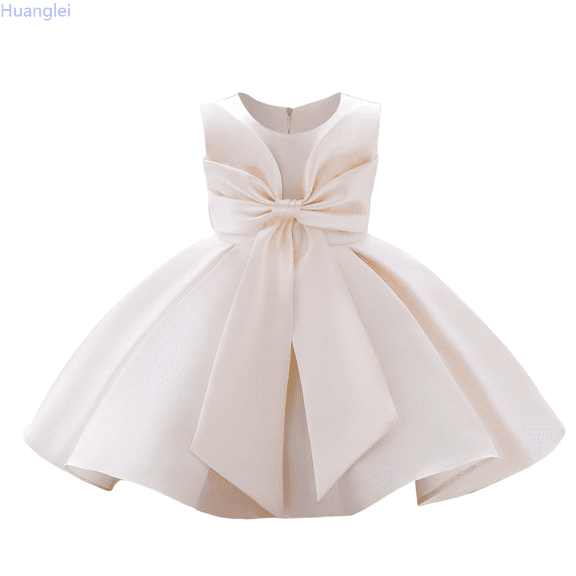 Huanglei Girls' Oversized Bowknot Party Dress Flower Girl Tutu Dress For Weddings & A Line Swing Dress 3-6 Months