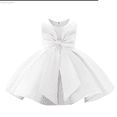 thumbnail image 1 of Huanglei Girls' Oversized Bowknot Party Dress Flower Girl Tutu Dress For Weddings & Dress Girls 18-24 Months, 1 of 5