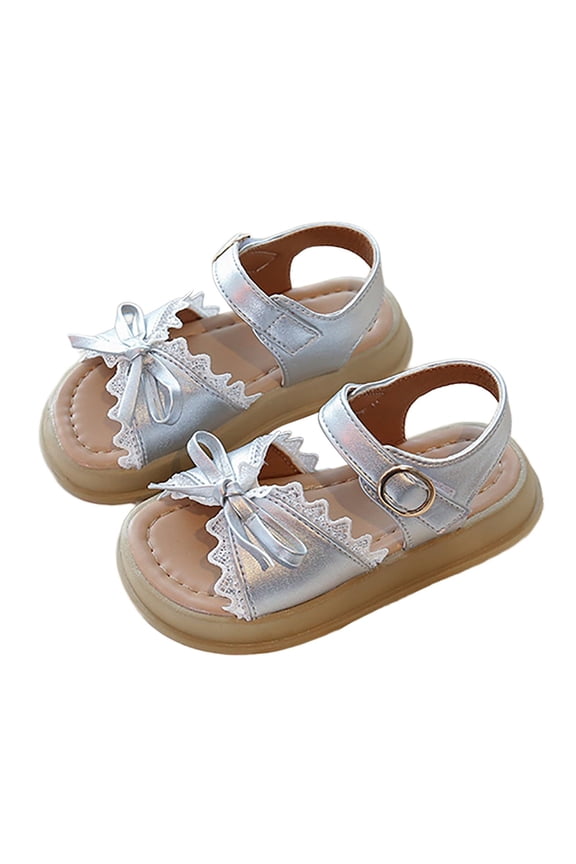 Girls' Sandals 2025 Summer Children's Bow Western Shoes Little Girls Baby Soft Bottom Beach Shoes