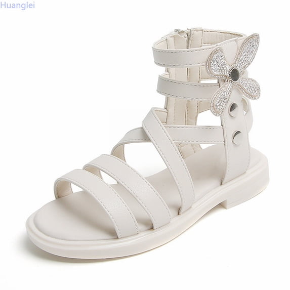 Huanglei Girls' Sandals Summer Fashion Children's Rhinestone Roman Sandals Korean Edition Soft Sole Fashionable Princess Shoes Trend