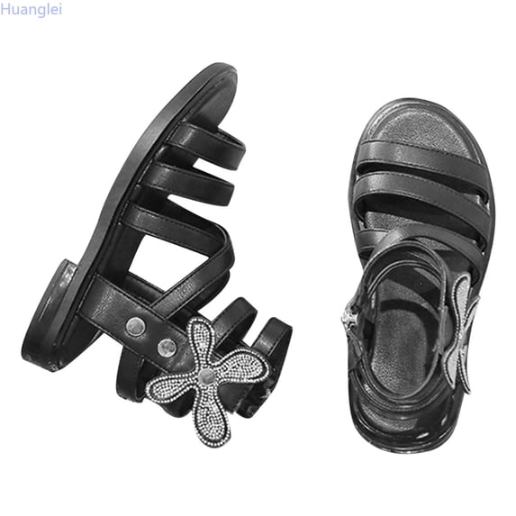 Huanglei Girls' Sandals Summer Fashion Children's Rhinestone Roman Sandals Korean Edition Soft Sole Fashionable Princess Shoes Trend