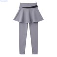 thumbnail image 1 of Huanglei Girls' Sports Pants For Kids | Stretch Knit Joggers For And Summer Activity Leggings With Skirt Overlay For Girls ï¼Back To Skirted Leggings /Size 9-10 Years(Gray), 1 of 4