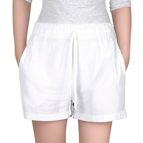 Huanglei Girls Summer Linen Shorts Kids Casual Drawstring Elastic Waist Beach Short Pants With Pockets