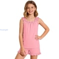 thumbnail image 1 of Huanglei Girls Summer Sleeveless Tank Top And Shorts Casual Lace Trim Outfit Girls Tank Top Sets,Size 13-14 Years /Big Kids/Pink, 1 of 6