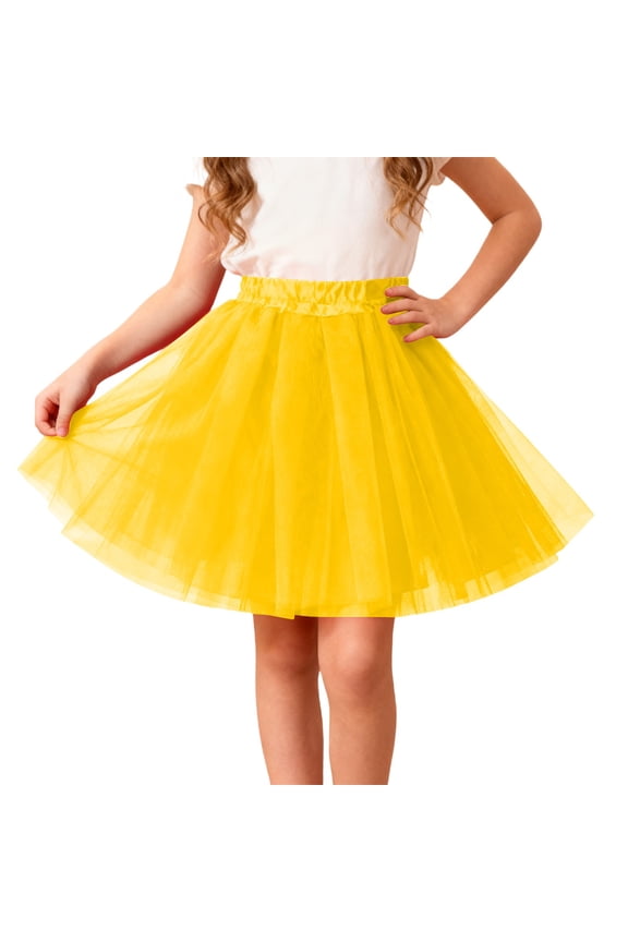 Girls Tutu Skirt With Elastic Waistband Layered Dance Skirt For Kids Party Performance And Play Pleated Skirts One Size