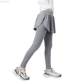 thumbnail image 1 of Huanglei Girls Yoga Active Leggings Kids Flowy Skorts Tight Yoga Pants 2 In 1 Running Tennis Skirt Pants, 1 of 6