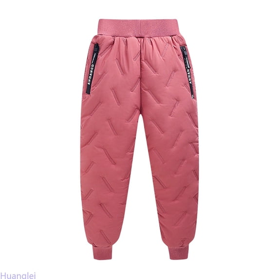 Huanglei Girs Snow Pants Winter Lined Hiking Pants Drawstring Joggers Casual Fall Sets ,S ,Red