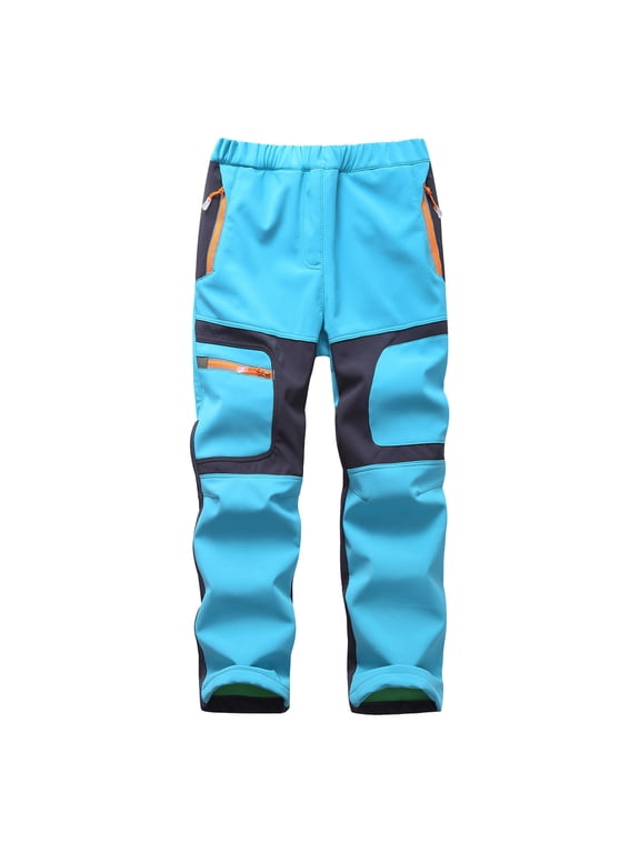 Kids Baby Boys Girls Patchwork Ski Pants Suit Pocket Thicken Warm Trouser Pants Regular Ski Pants Casual Pants ,School Uniform Boys Pants /Size 9-10 Years(Blue 2)