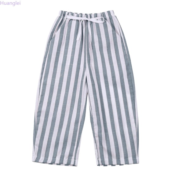 Huanglei Kids Baby Girl Minimalist Striped Pants Daily Elastic Waist Pants Active Pants 0-3 Months