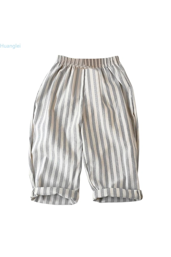 Kids Baby Girl Minimalist Striped Pants Daily Elastic Waist Pants Girls Cargo Pants