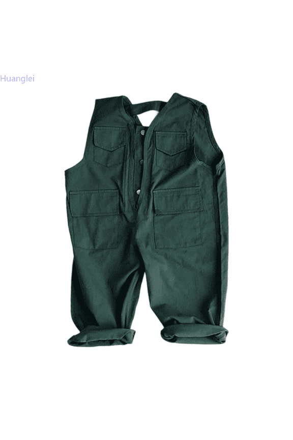 Kids Button Up Jumpsuit Autumn Washed Heavy Industrial Bib Pants (3Y 8Y) Joggers Sweatpants Kids 4-5 Years