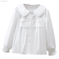 thumbnail image 1 of Huanglei Kids Girls Long Sleeve Party Blouses Kids Elegant Ruffled Button Down Shirts School Tops Kids Summer Tops 3-4 Years, 1 of 4