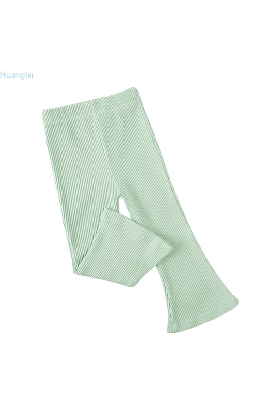 Kids Girls Ribbed Flared Pants Ruffle Leggings Bottoms Casual Jogger Pants