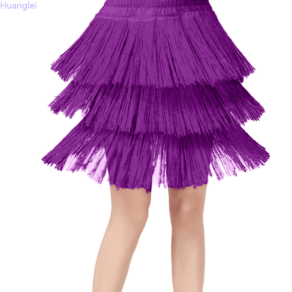 Huanglei Kids Girls Tassel Dance Skirt Latin Ballroom Layered Fringe Dancewear Girls Summer Sundress 4-5 Years