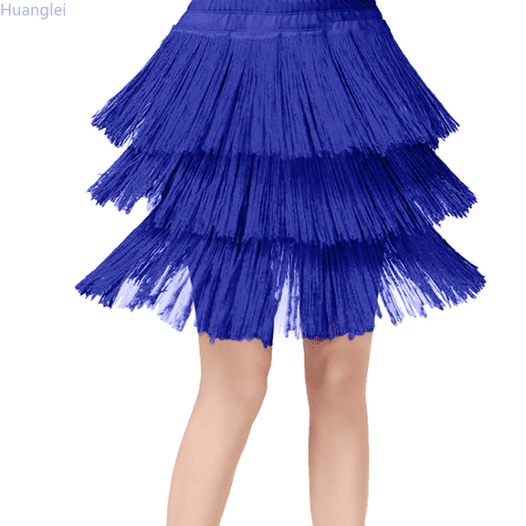 Huanglei Kids Girls Tassel Dance Skirt Latin Ballroom Layered Fringe Dancewear Toddler Dress 4-5 Years