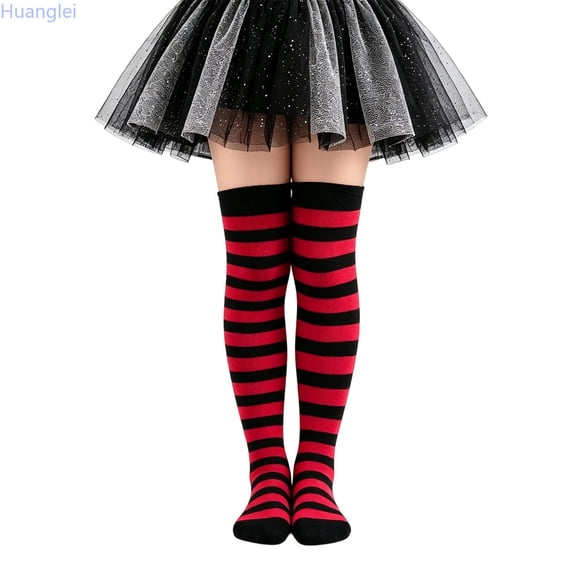 Huanglei Kids Over The Knee Striped Socks For Little Soft Ribbed Crew 6 To 12 ()