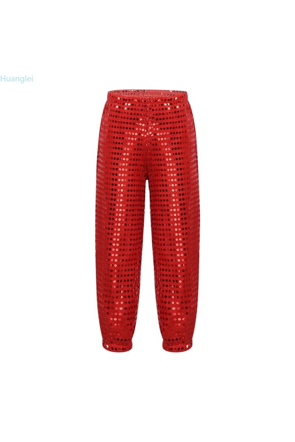 Kids Sequins Loose Jazz Hop Street Dance Pants Haren Trousers Dancewear For Boys Girls Jogger Trousers