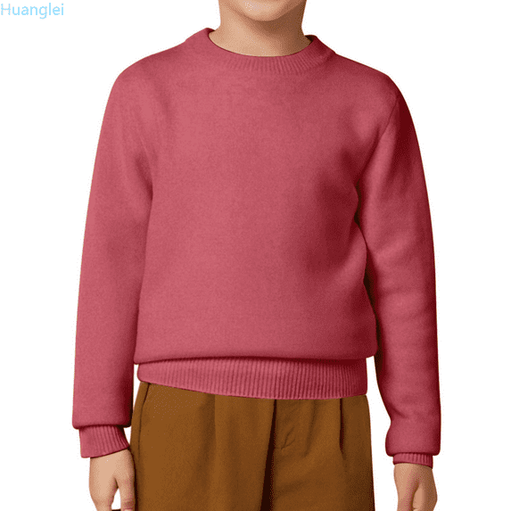 Huanglei Kids Sweater Boys Girls Casual Solid Color Pullover Round Neck Knitwear Soft Comfortable Warm Winter Clothing Toddler Child Boys' Crew Neck Sweater