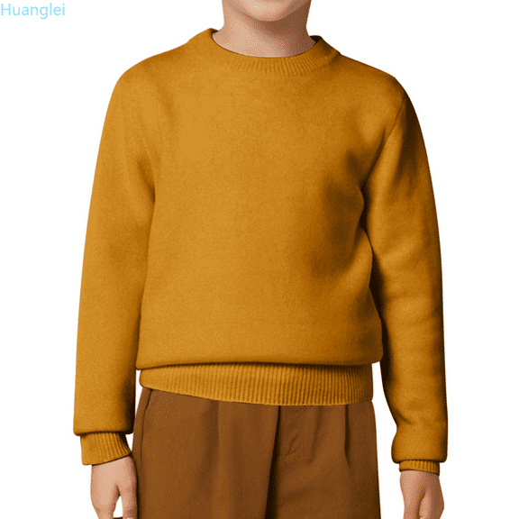 Huanglei Kids Sweater Boys Girls Casual Solid Color Pullover Round Neck Knitwear Soft Comfortable Warm Winter Clothing Toddler Child Sweater for Child