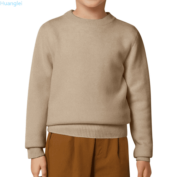 Huanglei Kids Sweater Boys Girls Casual Solid Color Pullover Round Neck Knitwear Soft Comfortable Warm Winter Clothing Toddler Child Winter Sweater Outfit