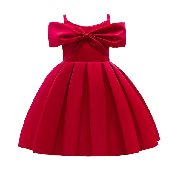 Huanglei Kids Toddler Baby Girls Spring Summer Solid Ruffle Sleeveless Princess Dress Children's Day Clothing