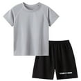 thumbnail image 1 of Huanglei Kids Toddler Baby Unisex Spring Summer Short Sleeve Sports Tshirt Shorts Outfits Clothes, 1 of 4
