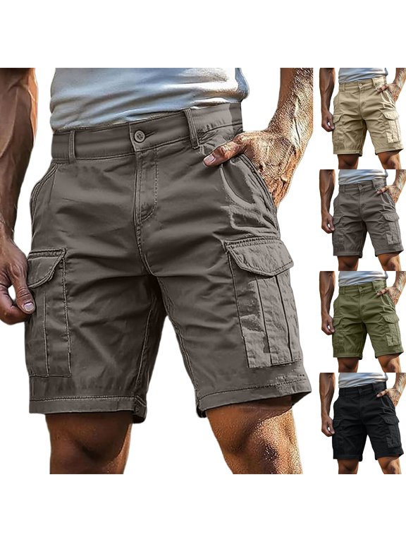 Men's Casual Shorts ,Cargo Casual Quarter Pants Permeable Pocket Shorts (Gray ,Small)