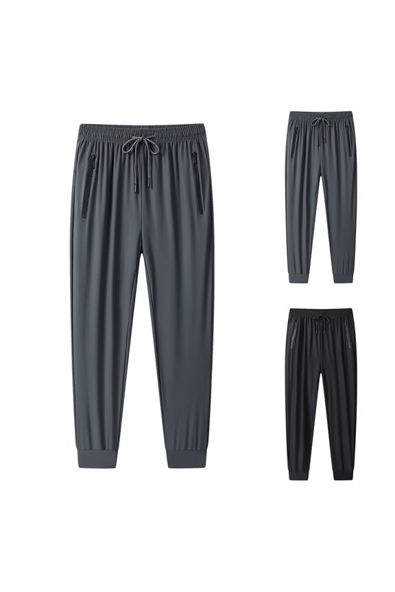 Mens Drawstring Waist Pants ,Men's Loose Fit Air Conditioning Sports Pants Ice Silk Trousers For Summer Outdoors (Gray ,X-Large)