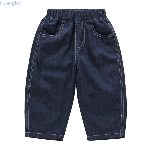 Huanglei Soft Denim Boy Pants For Kids – Summer Straight Lit Everyday Trousers For Boys ,Straight Leg Boys Jeans /Size 2-3 Years(Dark Blue)