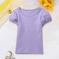 thumbnail image 1 of Huanglei Soft Girls Short Sleeve T Shirt Cute Puff Sleeve Top Comfortable Casual Tee For Toddler And Kids, 1 of 3