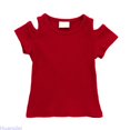 thumbnail image 1 of Huanglei Soft Summer Off Shoulder Top For Baby Girls Toddler Casual Basic Tee Shirt Breathable Comfortable Playwear Kids Summer Tops ,12-18 Months ,Red, 1 of 5
