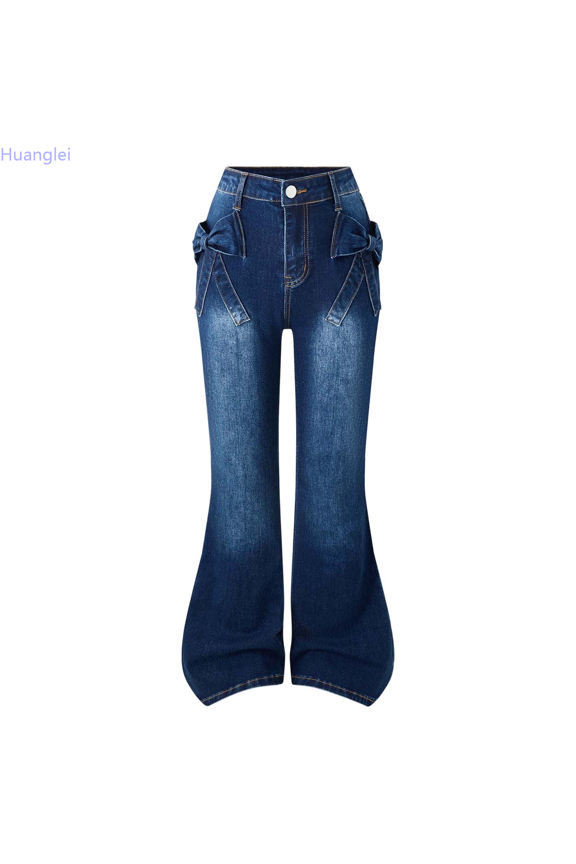 Stretch Flared Denim Pants For Teen Girls With Elegant 3D Bow Design Comfortable Trousers For Juniors Casual Wear And School Outfits Girls Trousers 8-9 Years