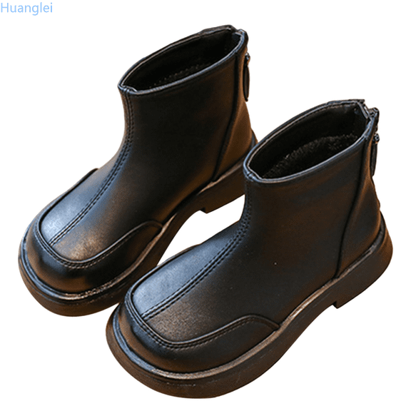 Huanglei Stylish Girls Ankle Boots Soft Sole Leather Casual Booties For Toddler And Comfortable Everyday Footwear Riding Winter Boots 3.5-4 Years