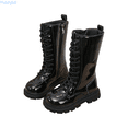 thumbnail image 1 of Huanglei Stylish Girls Boots With Side Zipper And Lace Up Design Durable Leather Mid Calf Boots For Everyday Wear Girls Riding Boots 3.5-4 Years, 1 of 9