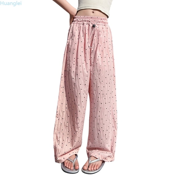 Huanglei Children Pants Open Bottom For Girls Casual High Elastic Waisted Drawstring Loose Fit Pockets Kid Cargo Sweatpants Streetwear Jogger Trousers
