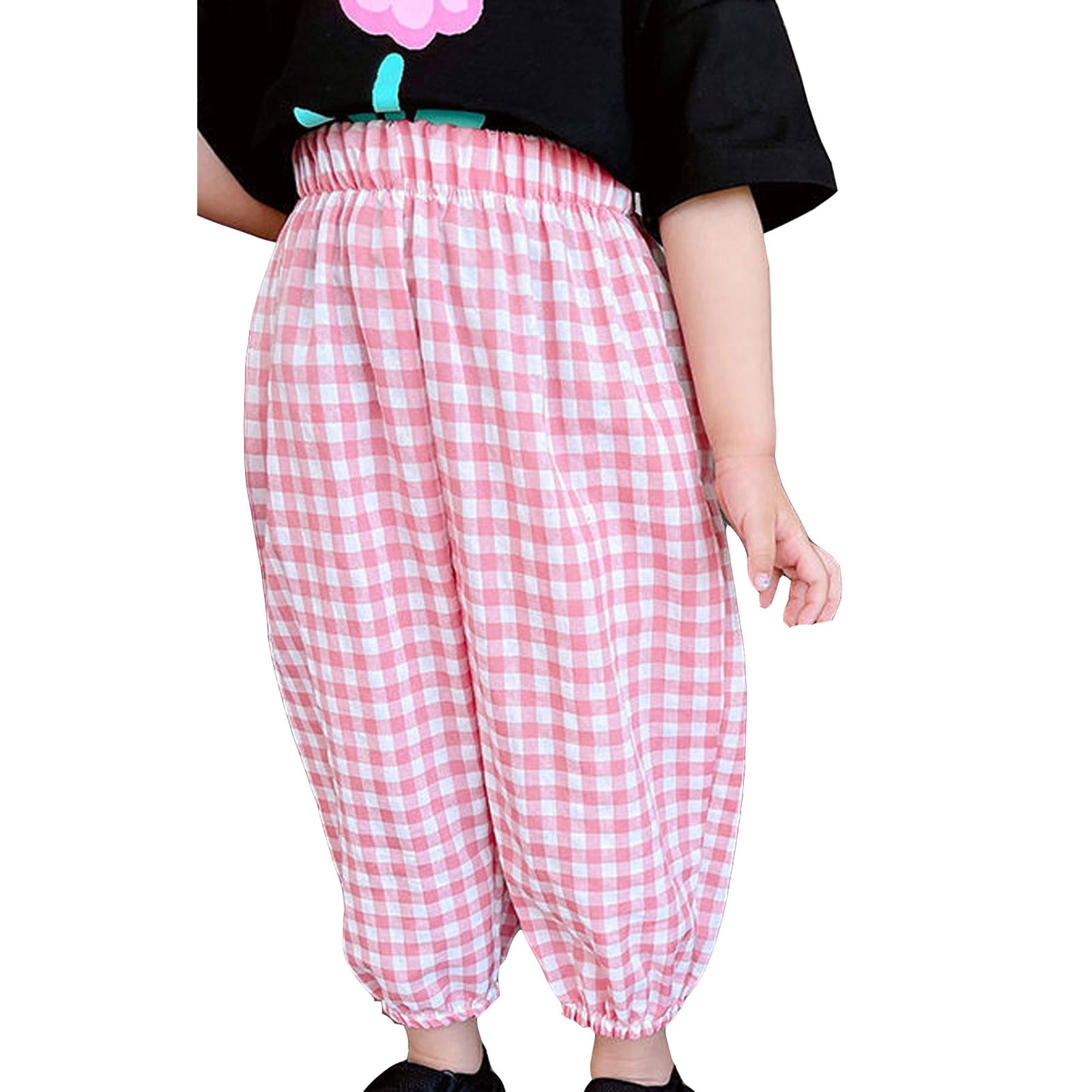 huanglei-toddler-baby-girl-boy-classic-pants-plaid-elastic-jogger