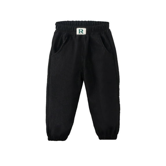 Huanglei Toddler Boys Corduroy Pants Cargo Sweatpants Solid Elastic Waist Casual Long Trousers